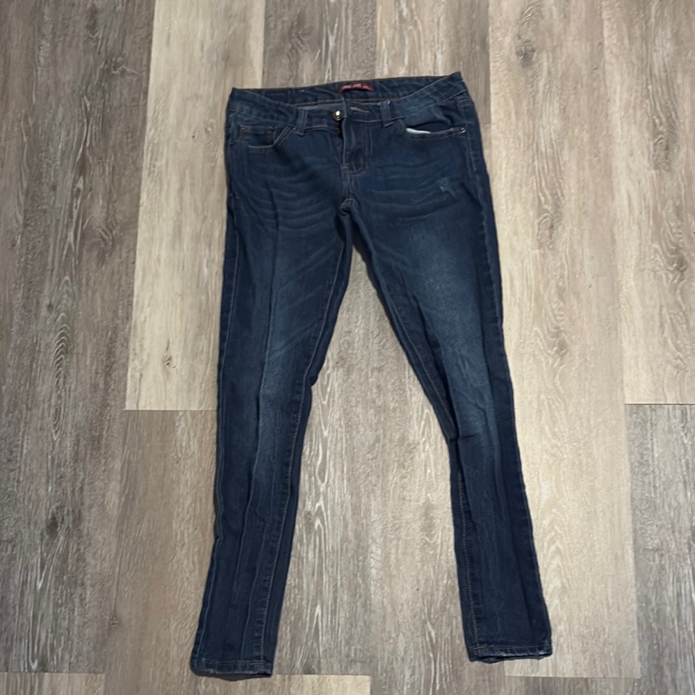 Blue Skinny Jeans with Faded Detailing